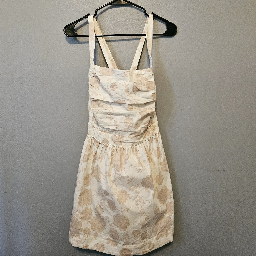Free People Meet Me In Maui Printed Mini Dress Ivory Combo Floral XL - Picture 3 of 9
